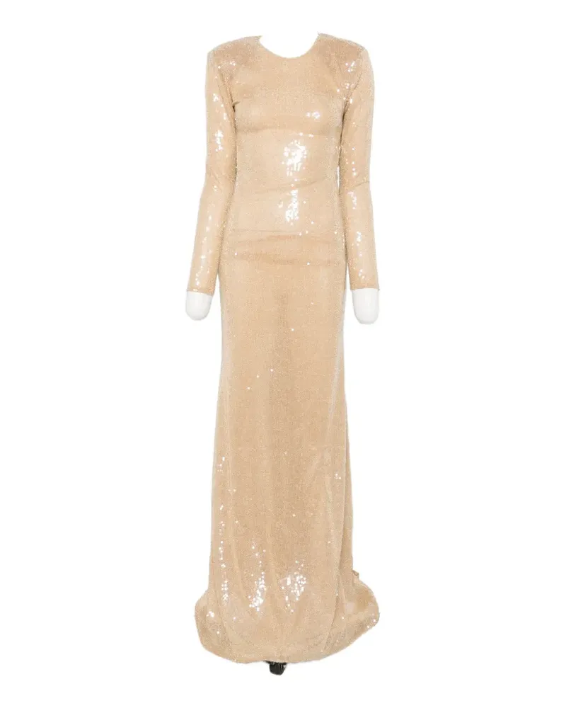 The New Arrivals Ilkyaz Ozel Venom sequin-embellished open-back maxi dress - Gold Gold