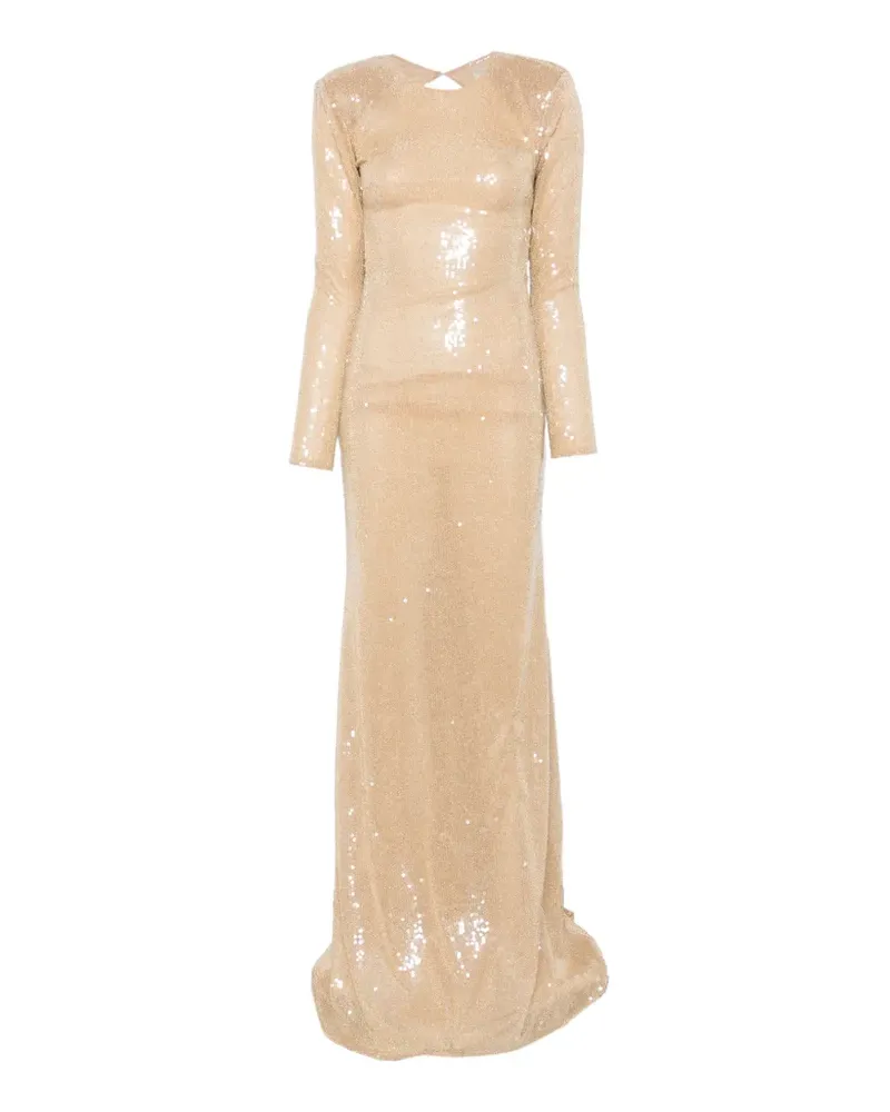 The New Arrivals Ilkyaz Ozel Rückenfreies Venom Maxikleid mit Pailletten - Gold Gold