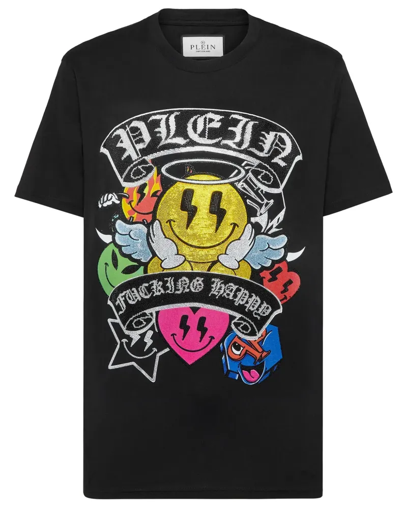 Philipp Plein Strass Smile T-Shirt - Schwarz Schwarz