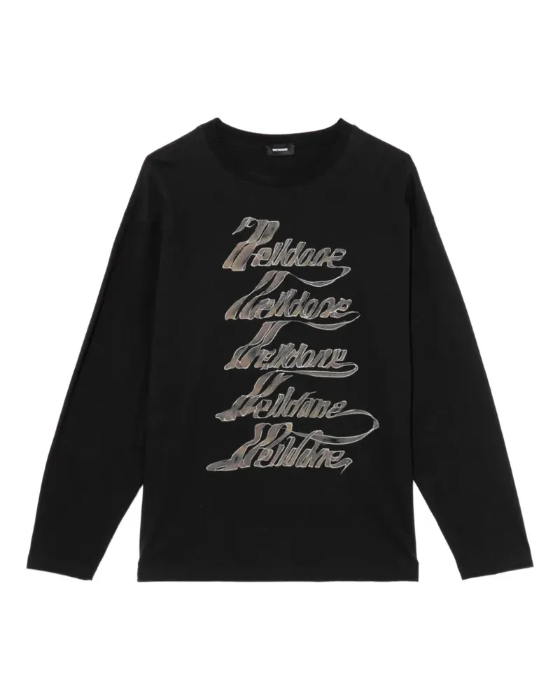 WE 11 DONE logo-print long-sleeved T-shirt - Schwarz Schwarz