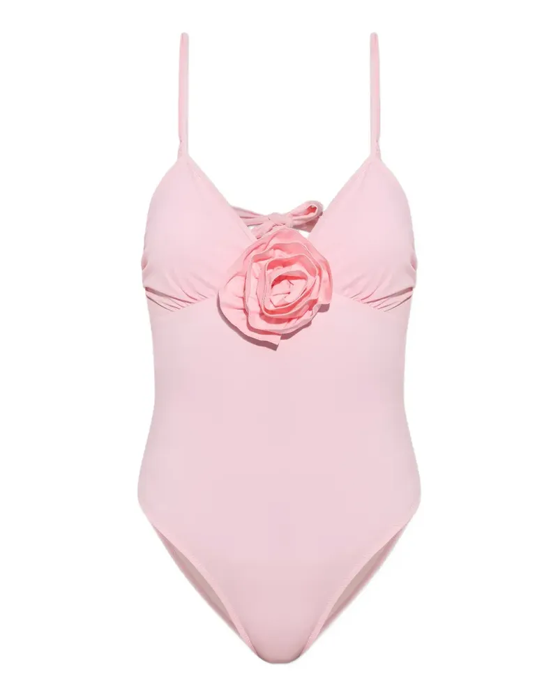 Moschino floral-appliqué cut-out swimsuit - Rosa Rosa