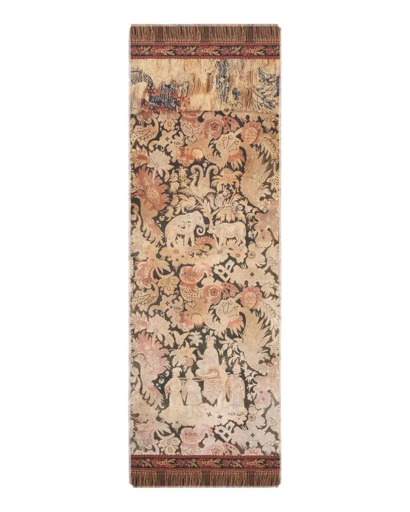 Pierre-Louis Mascia Ausgefranster Fancy Schal mit botanischem Print - Nude Nude