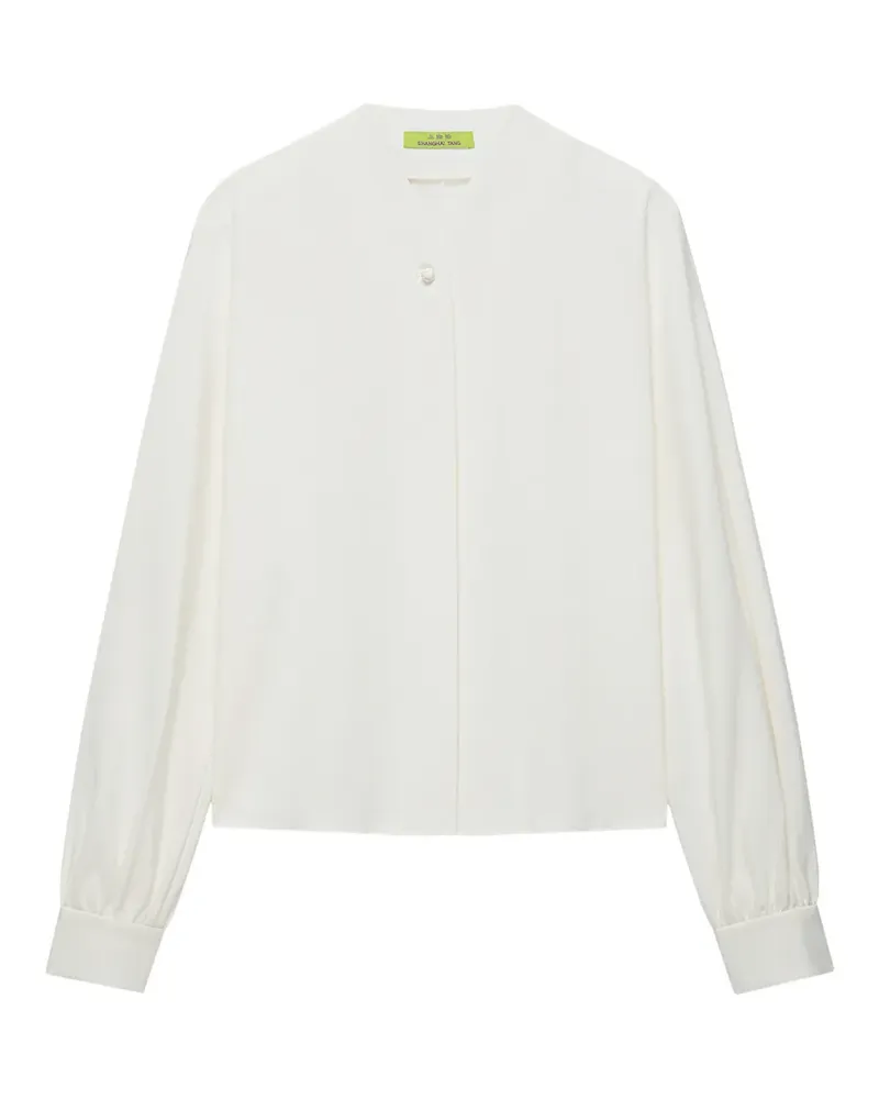 Shanghai Tang frog-button pleated-sleeve blouse - Weiß Weiß