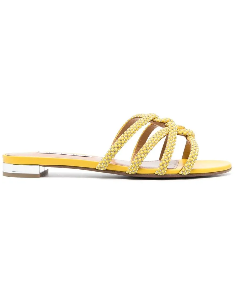 Aquazzura Flache Sandalen mit Kristallen - Gelb Gelb