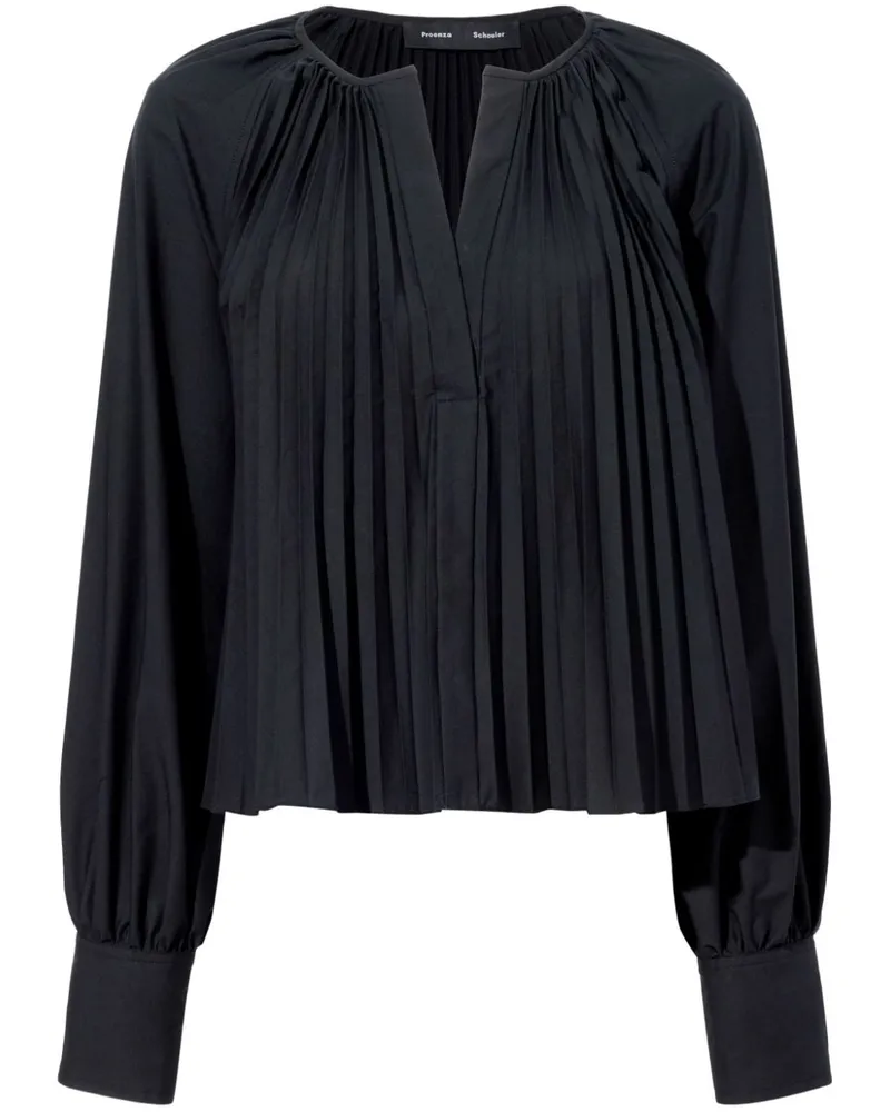 Proenza Schouler Monica Bluse mit Faltendetail - Schwarz Schwarz