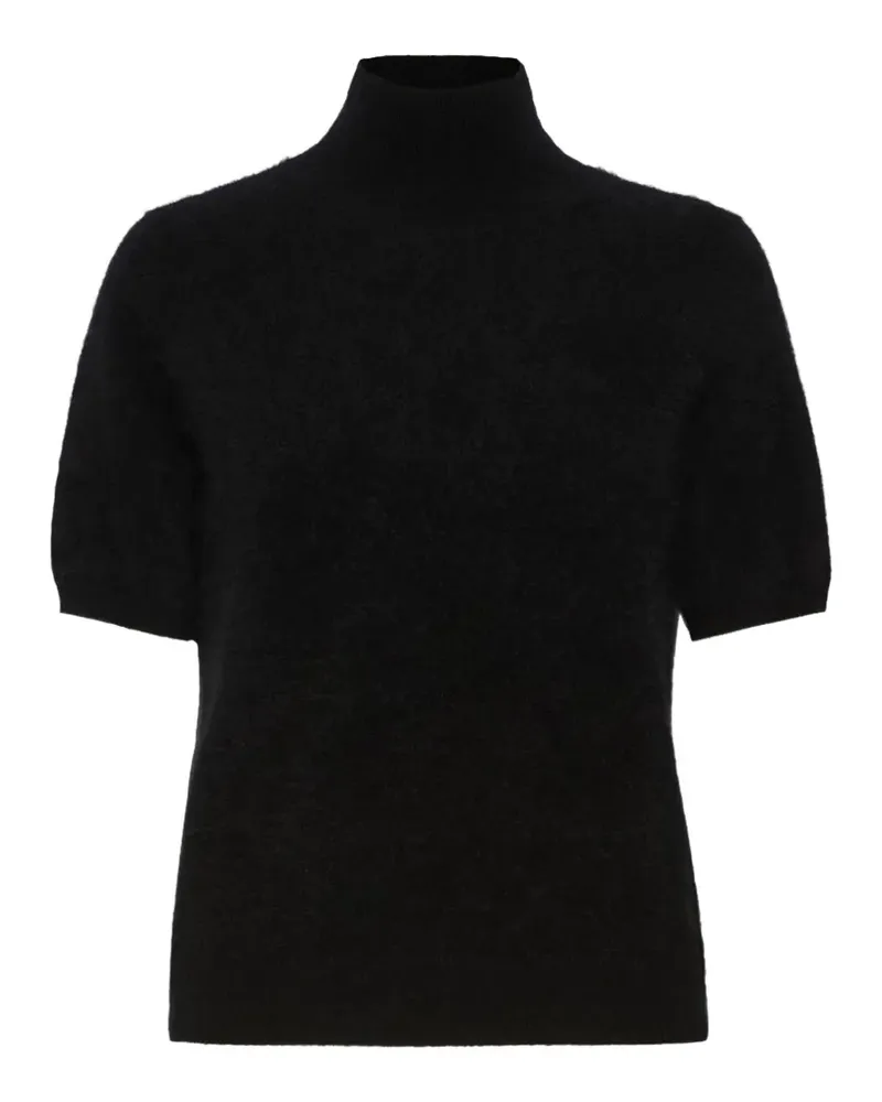 Max Mara Kurzärmeliger Wollpullover mit Stehkragen - Schwarz Schwarz
