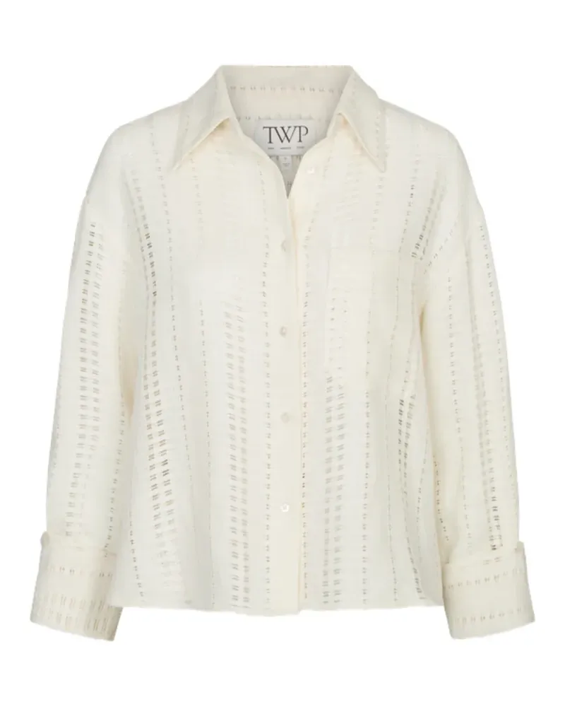 TWP JD stripe-patterned point-collar shirt - Nude Nude
