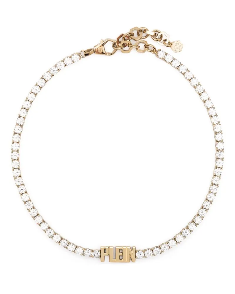 Philipp Plein Halskette mit kristallverziertem Logo - Gold Gold