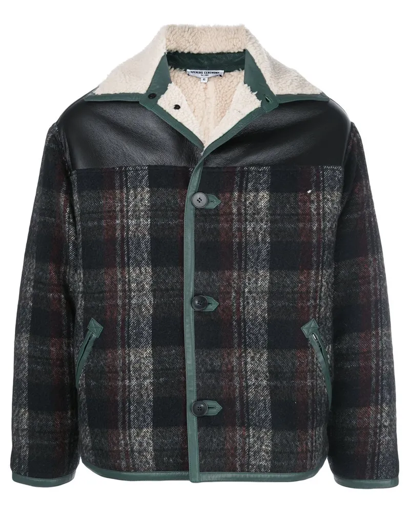 Opening Ceremony Karierte Jacke mit Shearling-Kragen - Grau Grau