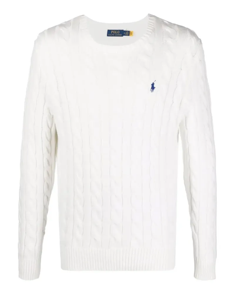 Ralph Lauren Pullover mit Zopfmuster und Logo-Stickerei - Weiß Weiß