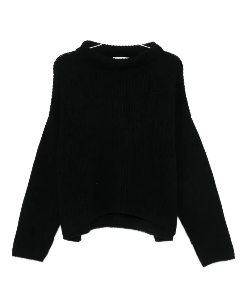Liviana Conti Gerippter Rollkragenpullover - Schwarz Schwarz