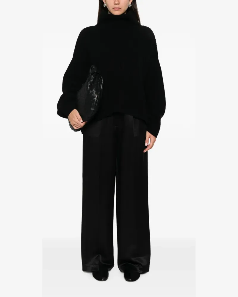 Liviana Conti Gerippter Rollkragenpullover - Schwarz Schwarz