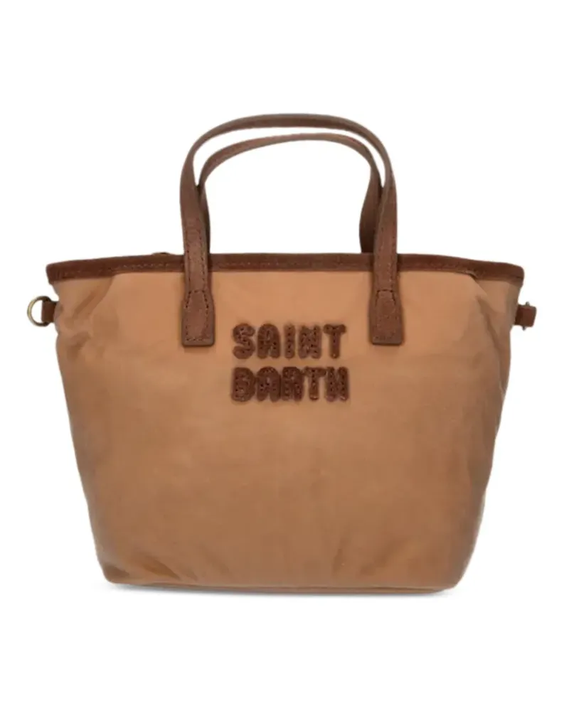 MC2 Saint Barth City Bag Mini logo-embroidered messenger bag - Nude Nude