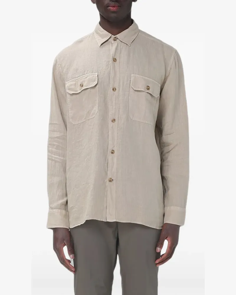 Brooksfield utility-pocket linen shirt - Grün Grün