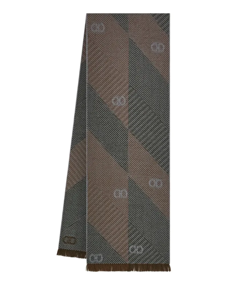 Ferragamo Schal mit Chevron-Motiv - Grau Grau