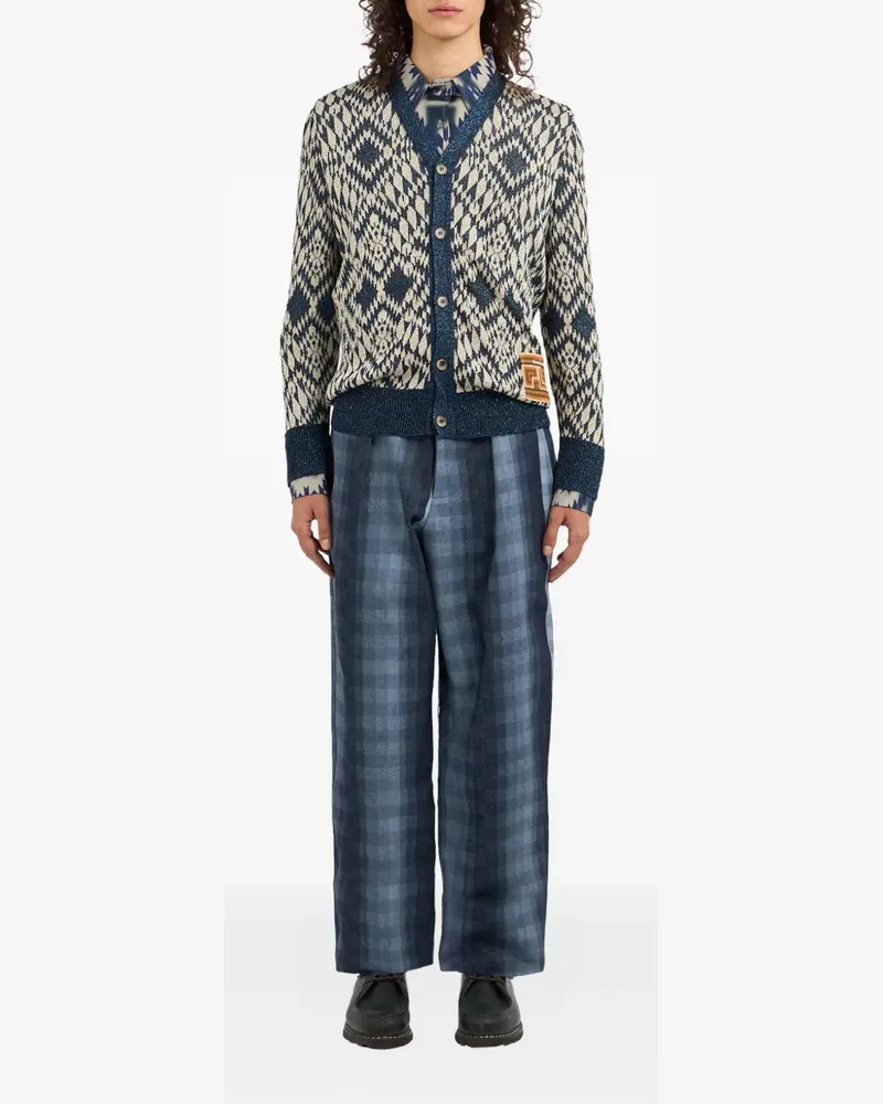 Pierre-Louis Mascia Tricot Cardigan mit geometrischem Muster - Blau Blau