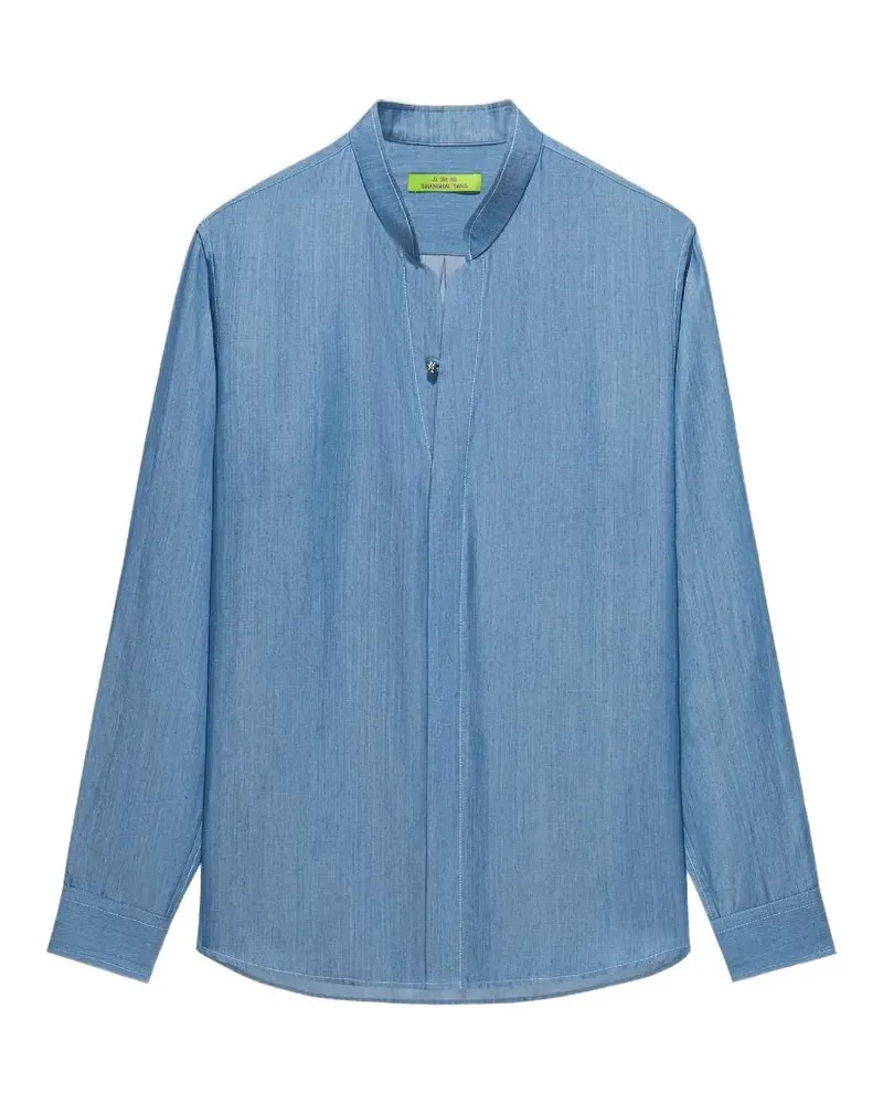 Shanghai Tang Hemd mit Mandarinkragen - Blau Blau