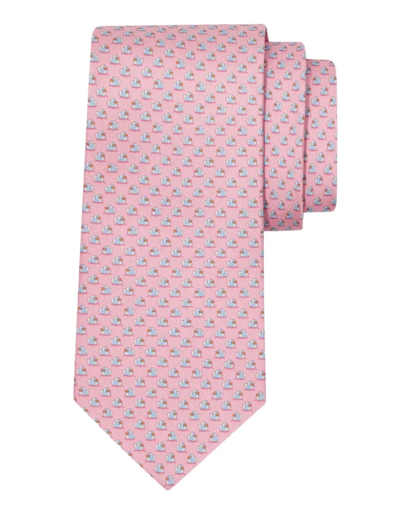 Ferragamo Seidenkrawatte mit Enten-Print - Rosa Rosa