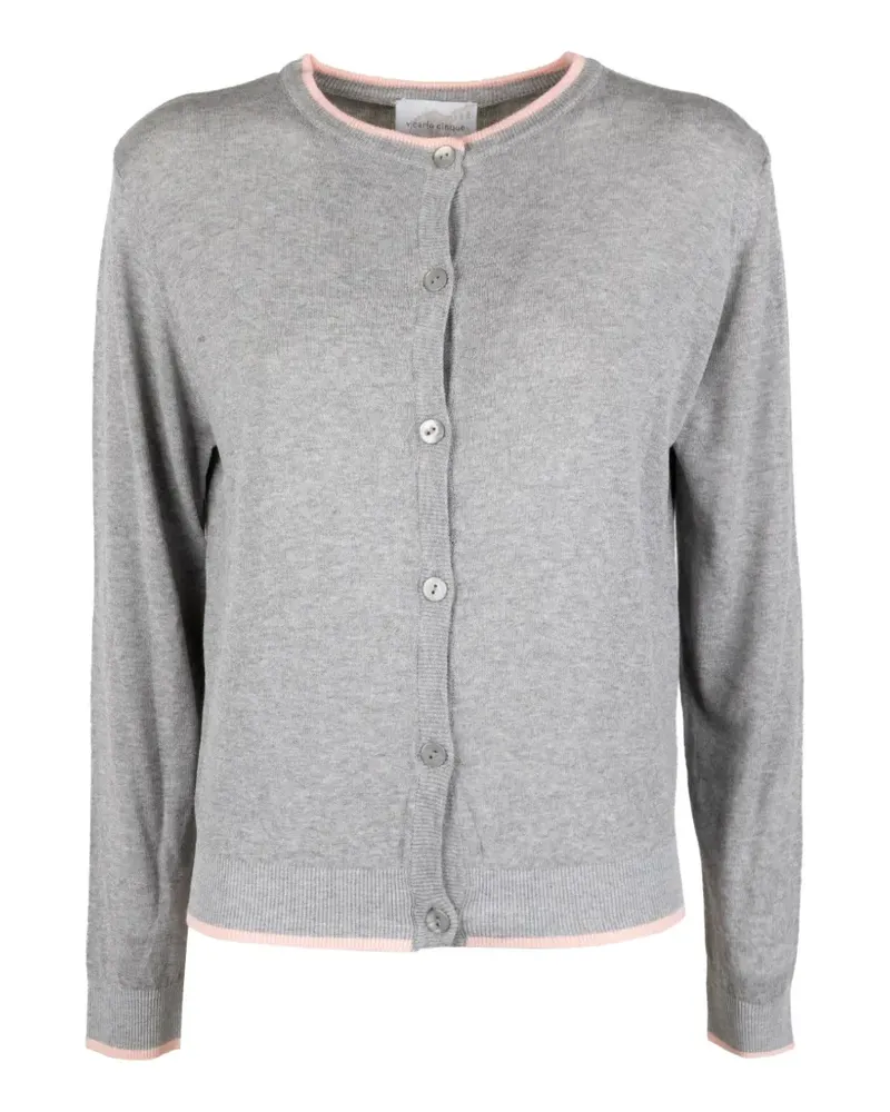 cinque contrast-trim button-up cardigan - Grau Grau