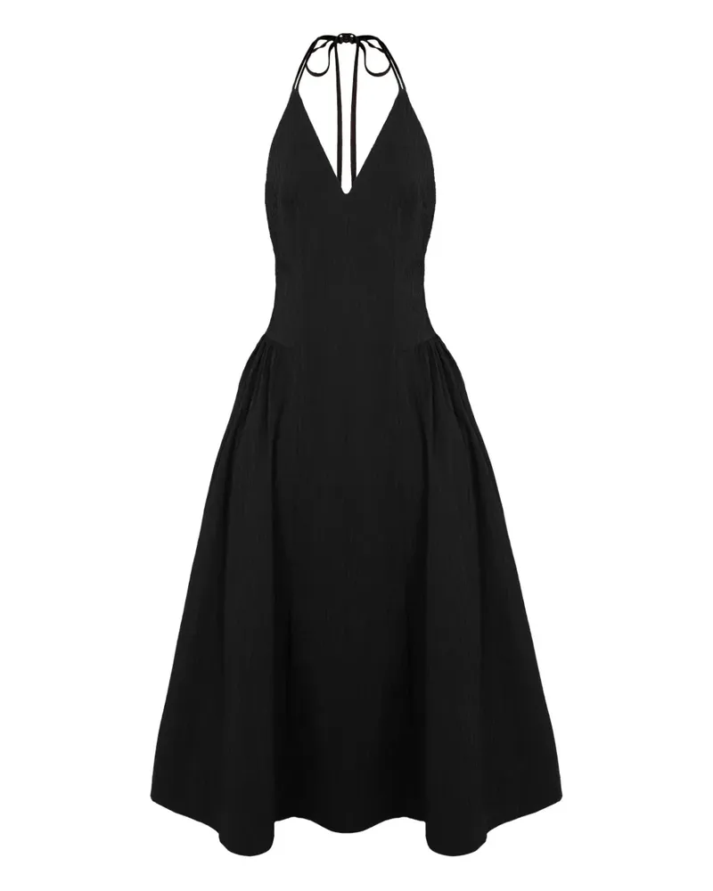 RXQUETTE Neckholder-Kleid mit Falten - Schwarz Schwarz