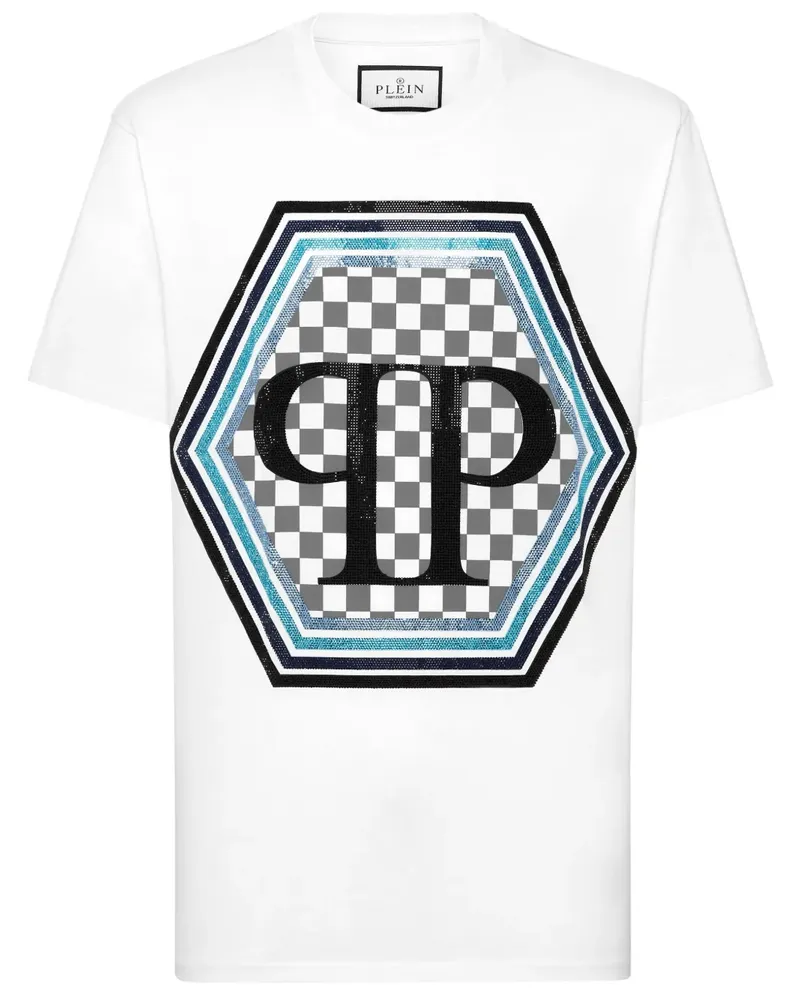 Philipp Plein Strass Hexagon T-Shirt - Weiß Weiß