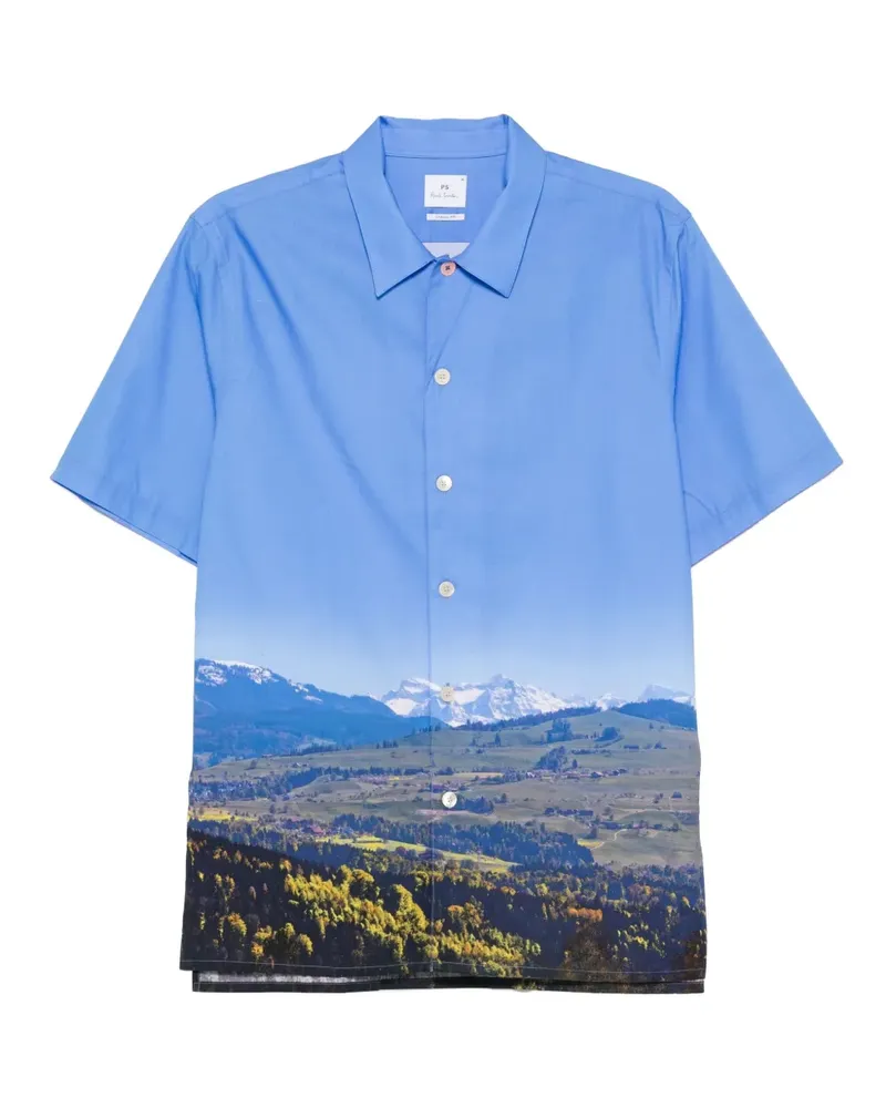 Paul Smith Hemd mit Landschafts-Print - Blau Blau