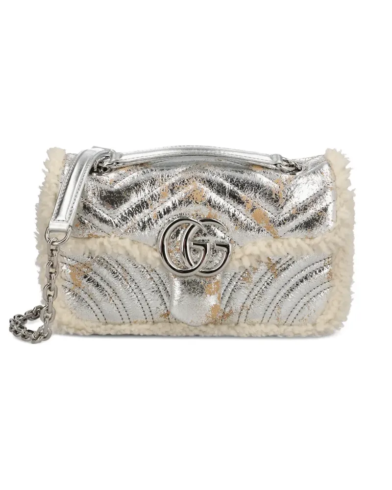 Gucci Kleine GG Marmont Schultertasche - Silber Silber