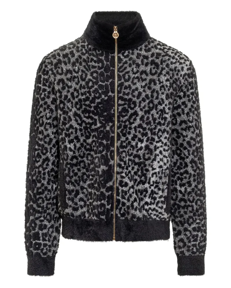 Versace Sweatshirtjacke mit Leopardenmuster - Grau Grau