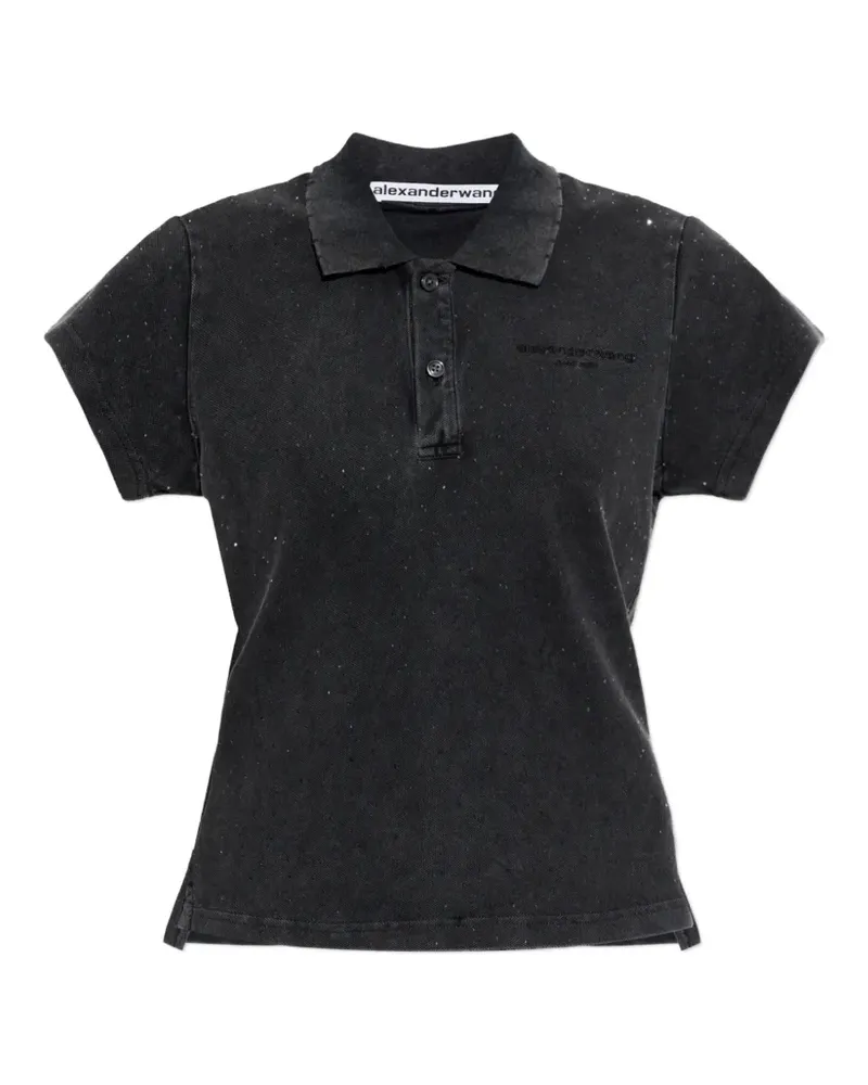 Alexander Wang crystal-embellished polo shirt - Schwarz Schwarz