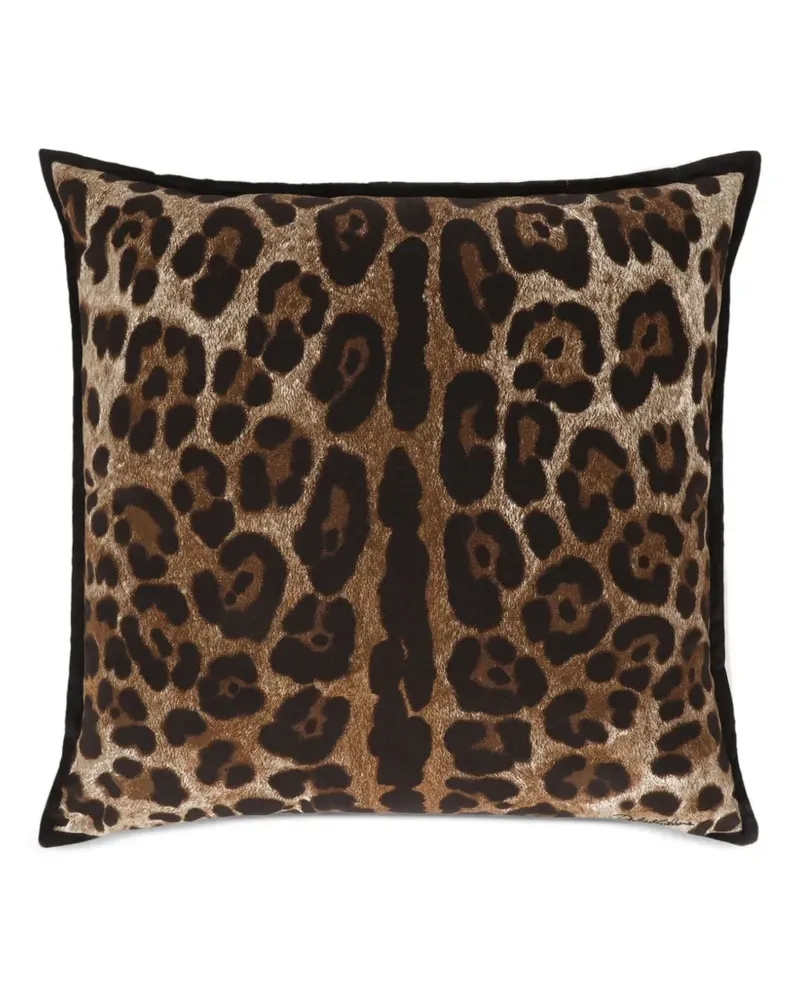 Dolce & Gabbana Kleines Kissen aus Leoparden-Canvas (45cm x 45cm) - Braun Braun