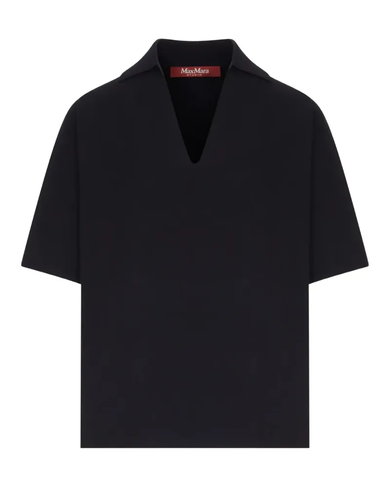 Max Mara Oncia V-neck short-sleeve polo-collar T-shirt - Schwarz Schwarz