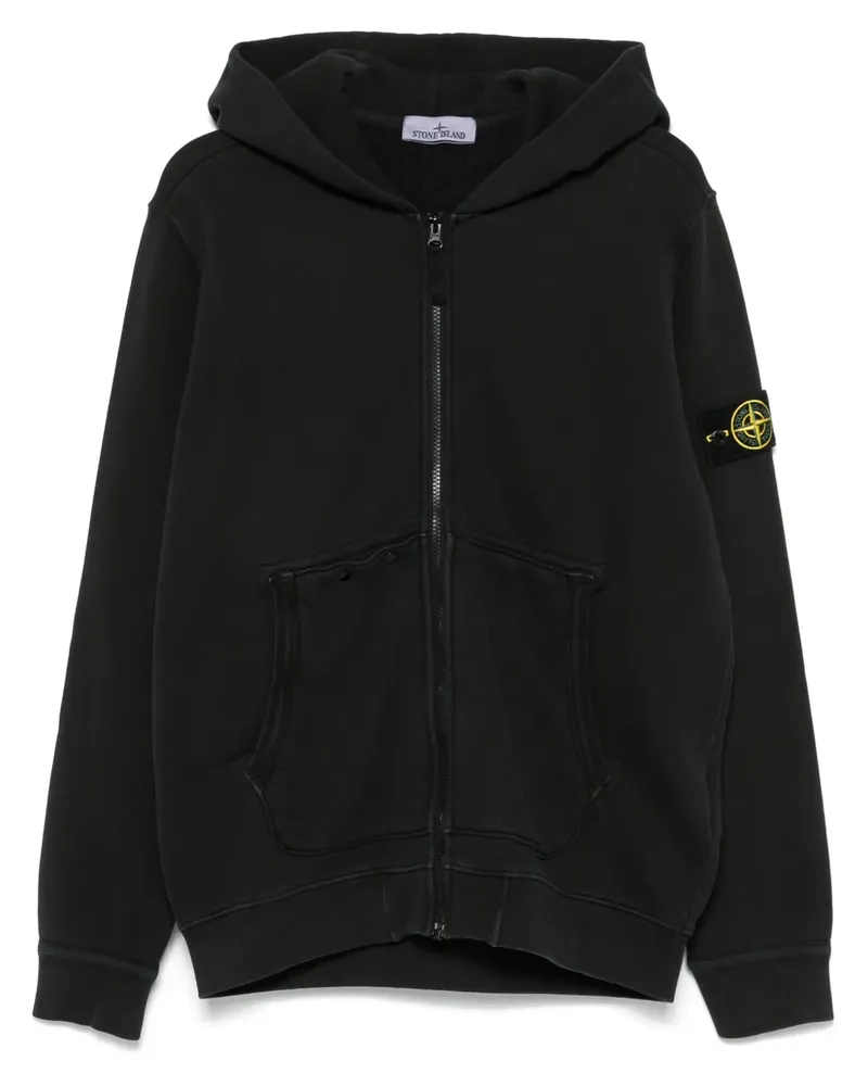 Stone Island Hoodie mit Kompass-Patch - Schwarz Schwarz