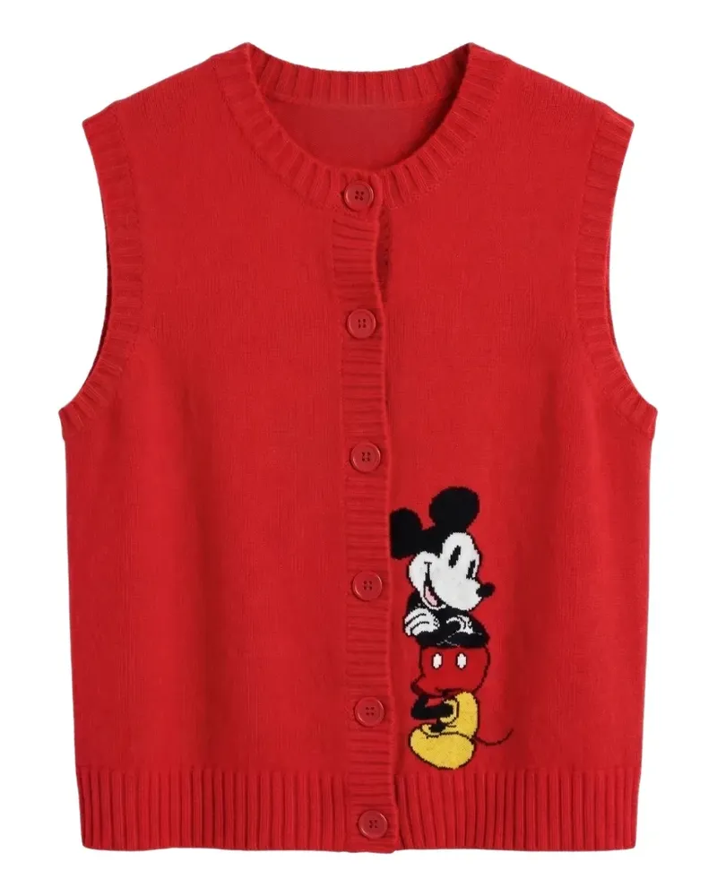 Chinti & Parker Mickey Mouse Cardigan mit Intarsien-Muster - Rot Rot