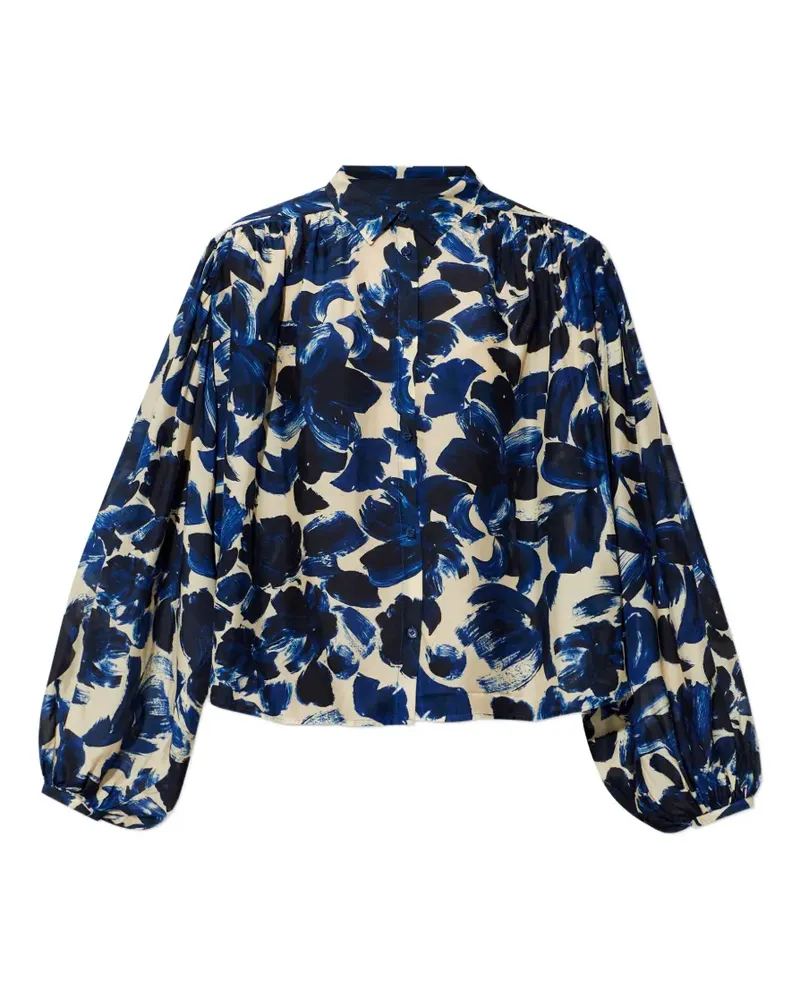 MUNTHE Lynx Bluse mit Blumenprint - Blau Blau