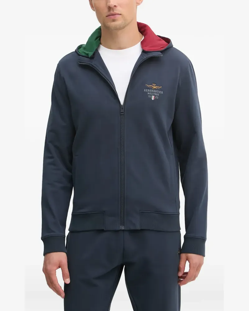 Aeronautica Militare zip embroidered sweater - Blau Blau