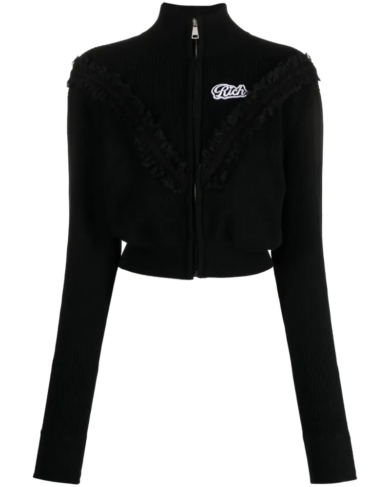 Alessandra Rich Cardigan mit Spitze - Schwarz Schwarz