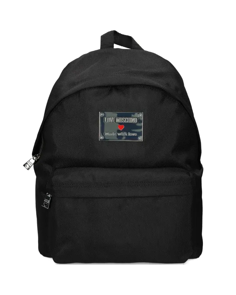 Moschino Rucksack mit Logo-Schild - Schwarz Schwarz