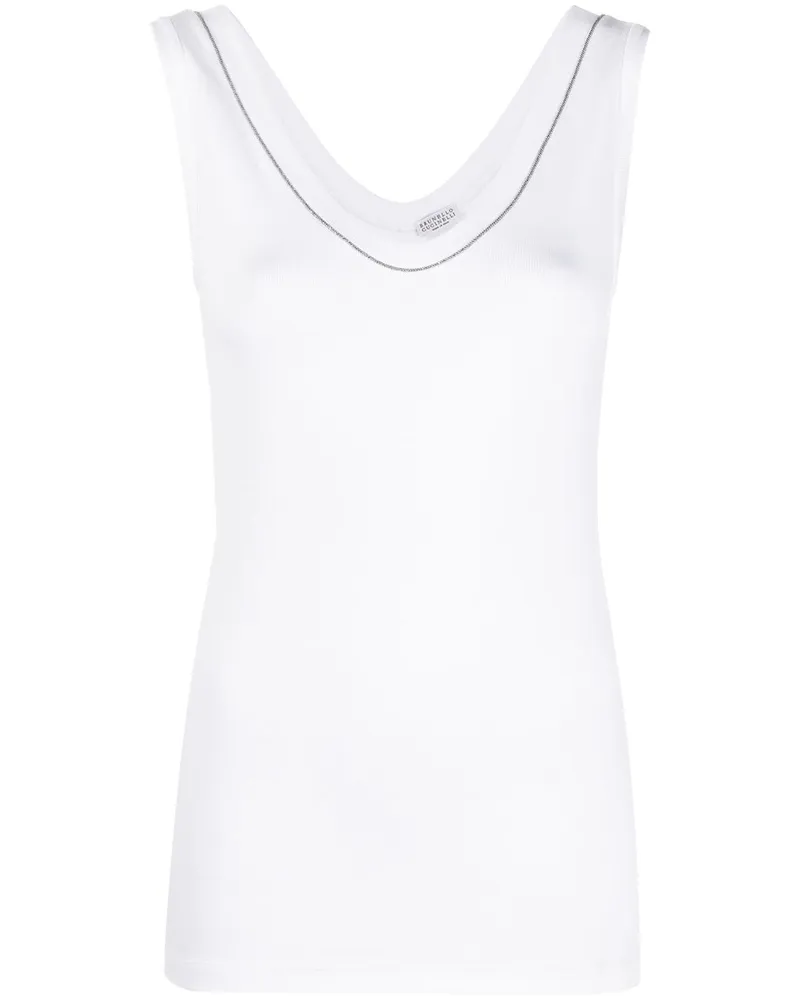 Brunello Cucinelli Top mit Kristallen - Weiß Weiß