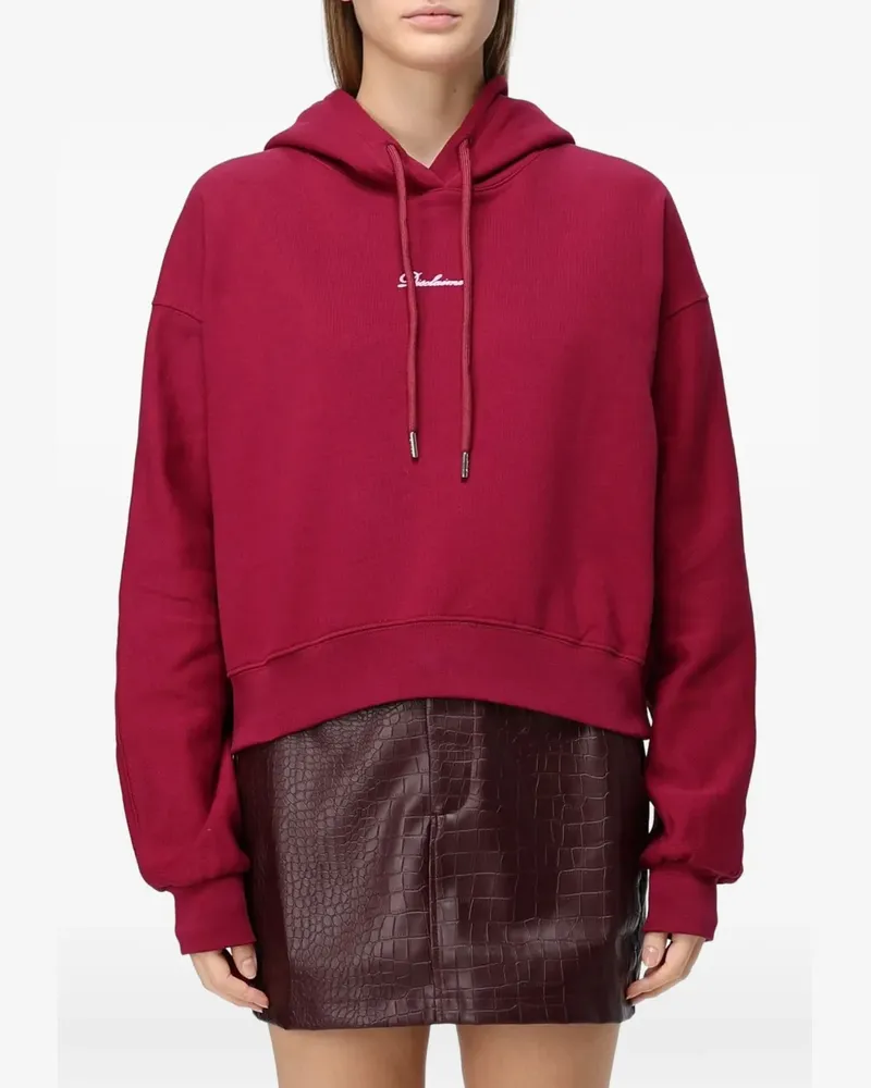 DISCLAIMER logo-print cropped hoodie - Rot Rot