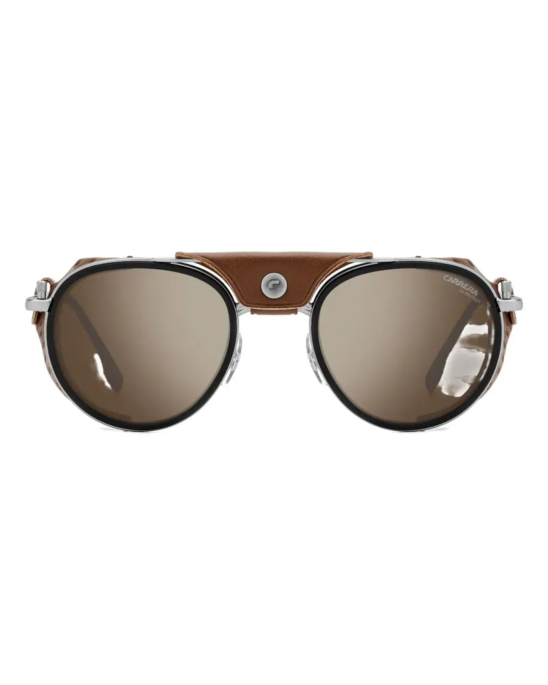 Carrera leather-shield round-frame sunglasses - Silber Silber