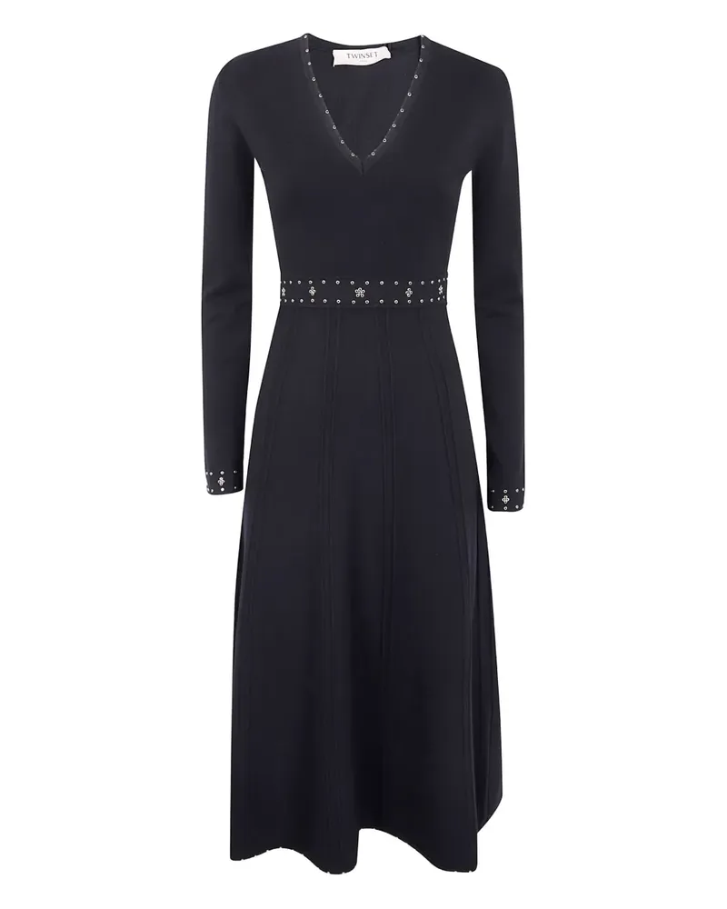 Twin-Set Verziertes Kleid mit V-Ausschnitt - Schwarz Schwarz