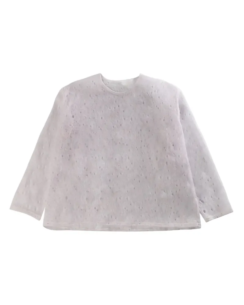 Issey Miyake perforated-detail T-shirt - Violett Violett
