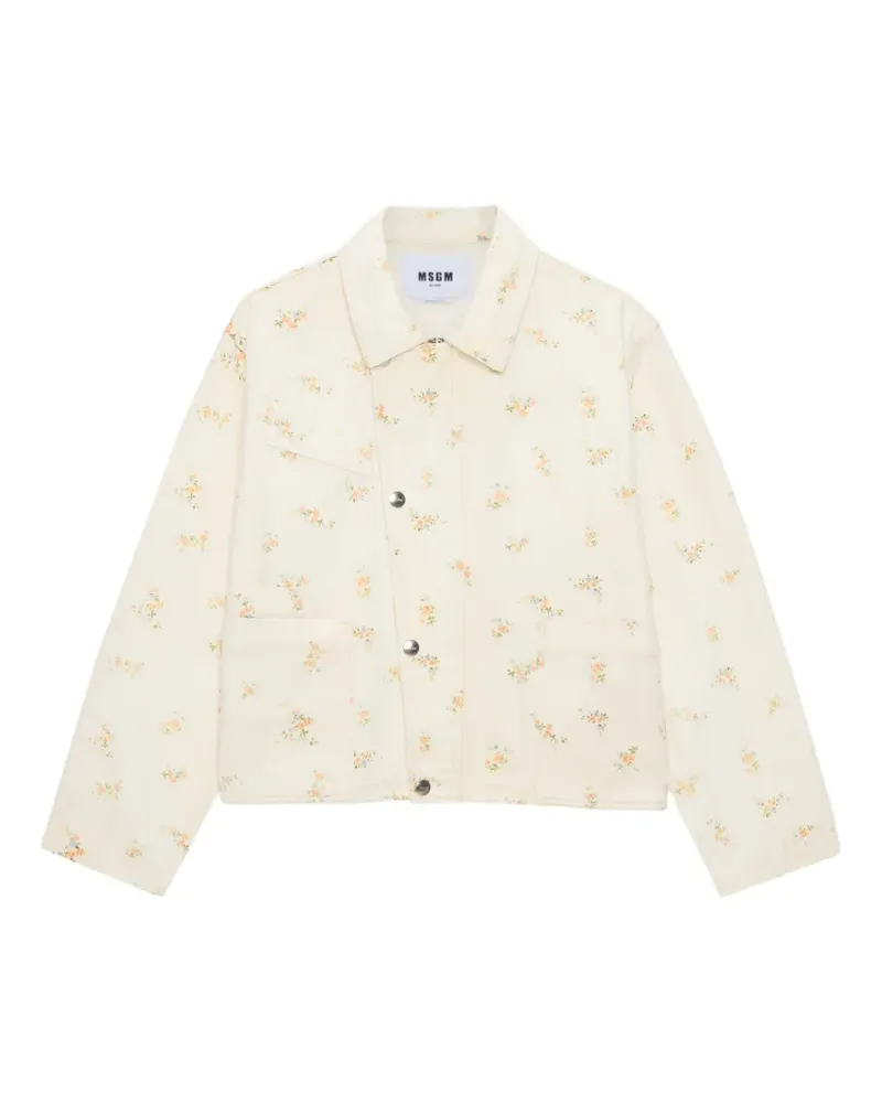 MSGM Jeansjacke mit Blumen-Print - Nude Nude