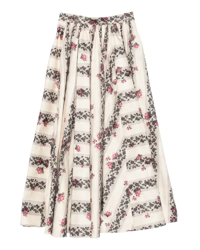 Antonio Marras floral-print striped maxi skirt - Nude Nude