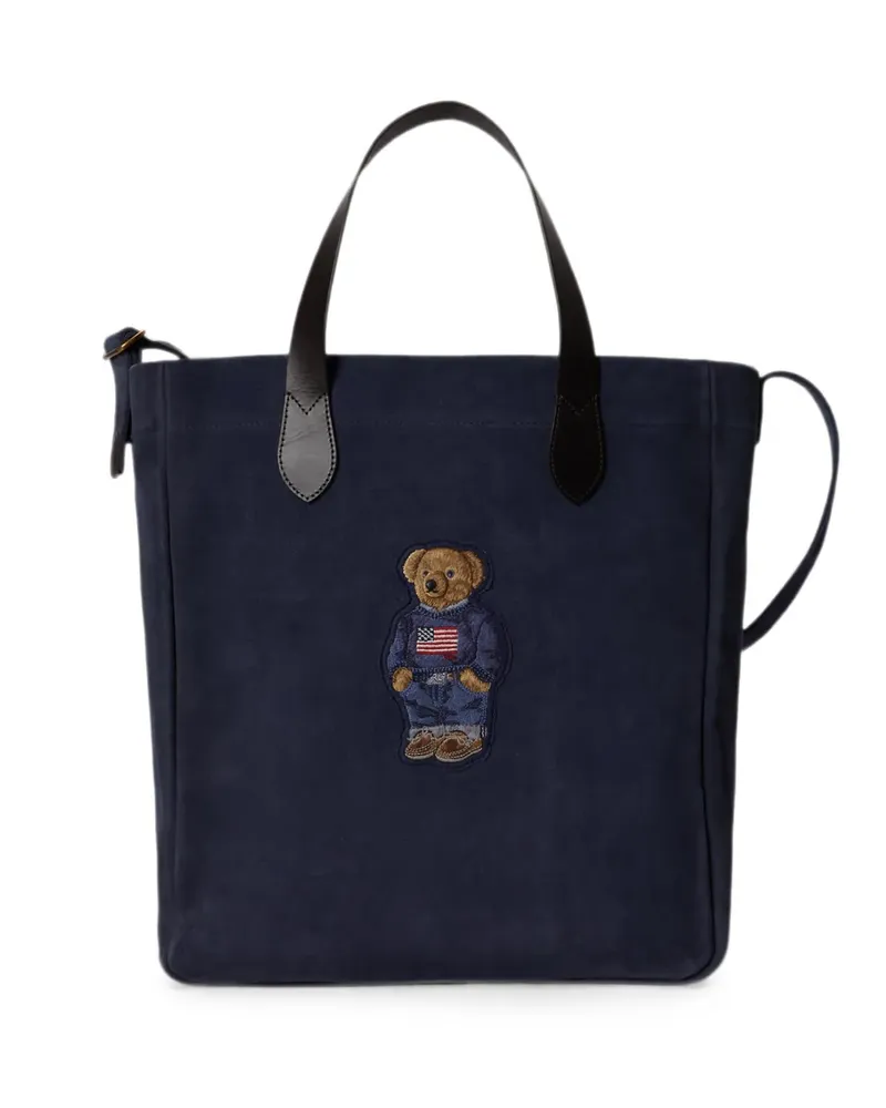 Ralph Lauren Polo Bear Tote Bag aus Wildleder - Blau Blau