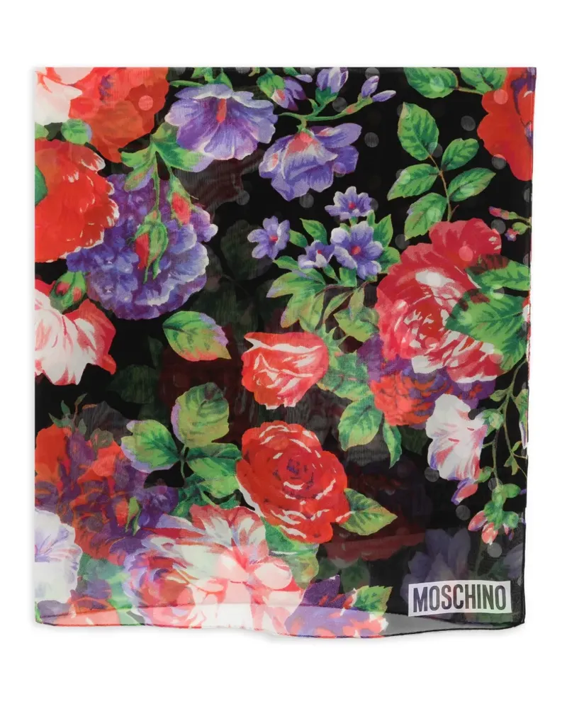 Moschino floral-print silk scarf - Schwarz Schwarz