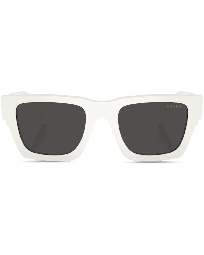 Prada Eckige Sonnenbrille mit Logo - Weiß Weiß