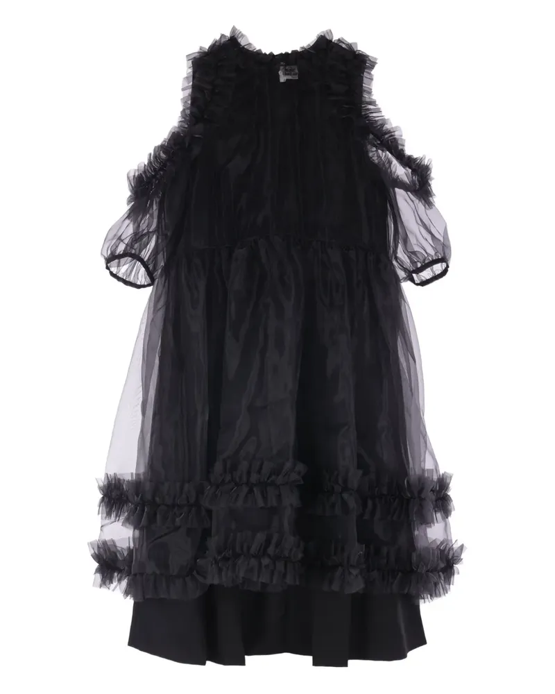 Noir Kei Ninomiya Gerüschtes Midikleid - Schwarz Schwarz