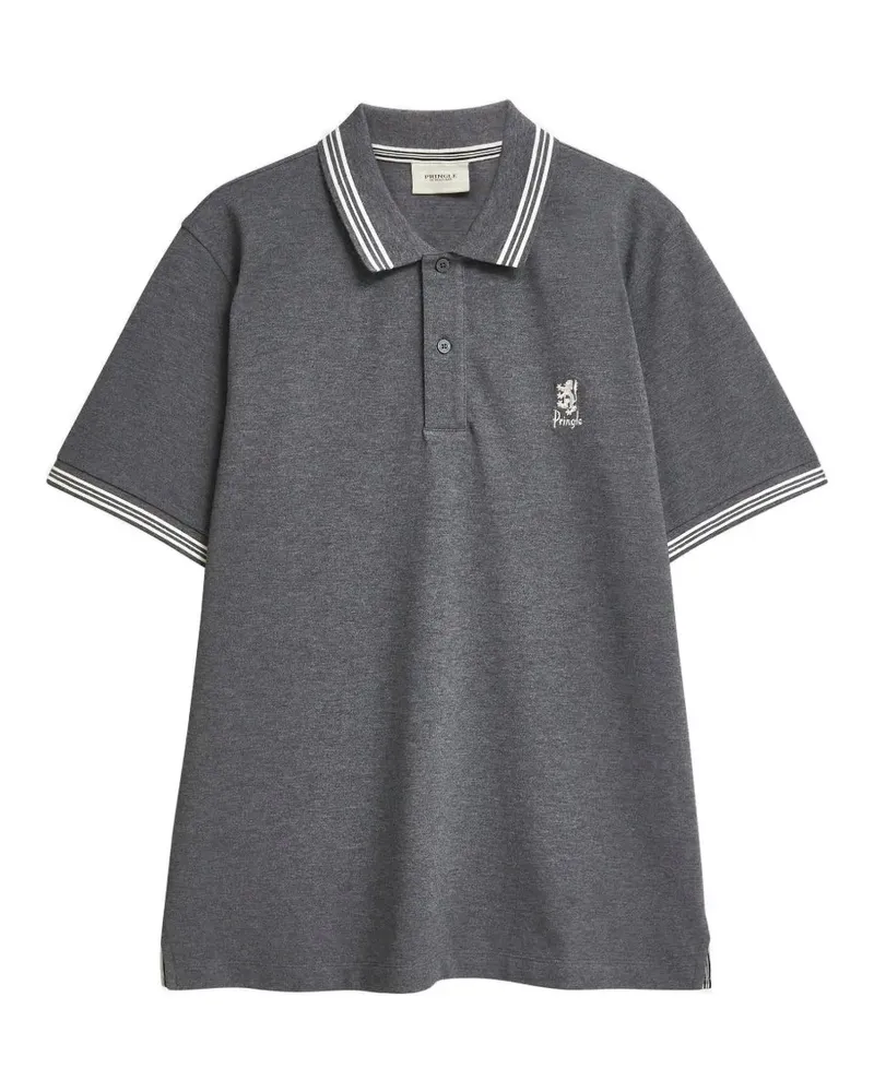 Pringle of Scotland piqué-knit tipped polo shirt - Grau Grau