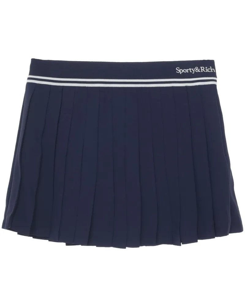 SPORTY & RICH Faltenrock mit Logo - Blau Blau